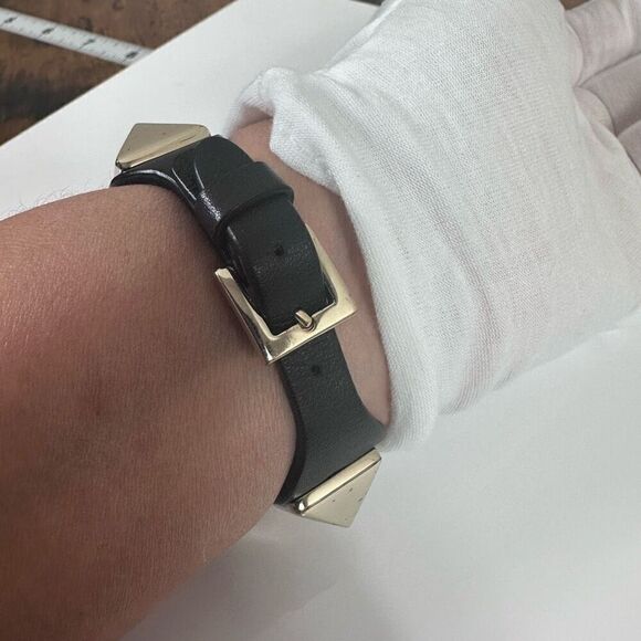 Valentino Garavani Rockstud Leather Bracelet Black Silver Large - Picture 12 of 12